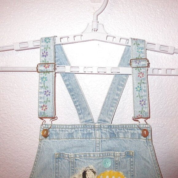 Isabel Maternity PATCHWORK Bib Overalls Size 10 SHORTALLS Shorts DIY Romper BOHO - Picture 2 of 12